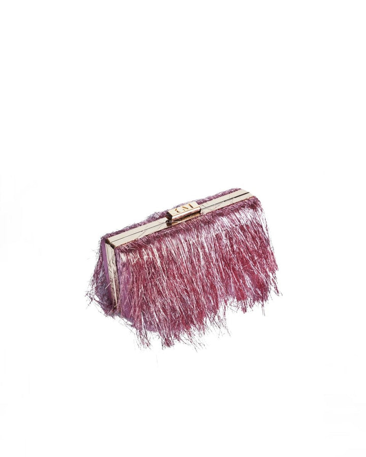 Pink Metallic Fringes Clutch - Gemy Maalouf