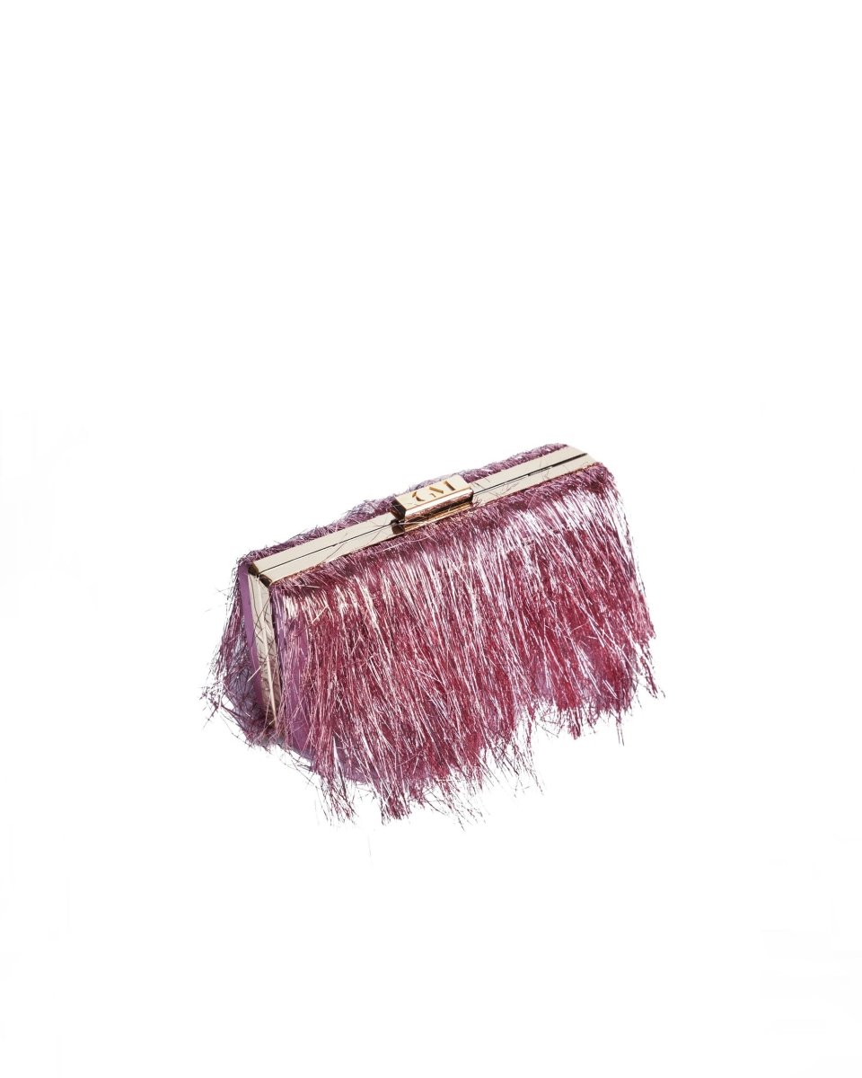 Pink Metallic Fringes Clutch - Gemy Maalouf