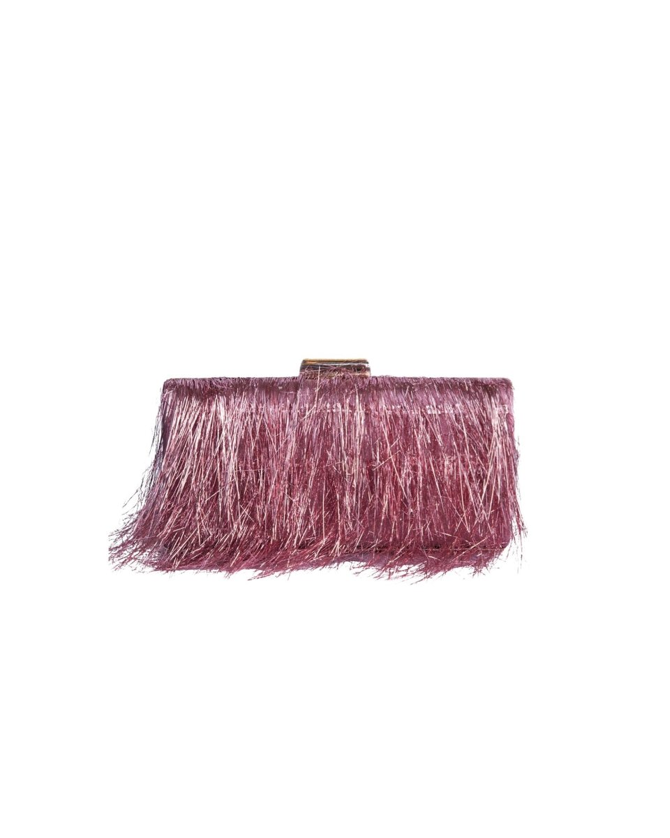 Pink Metallic Fringes Clutch - Gemy Maalouf