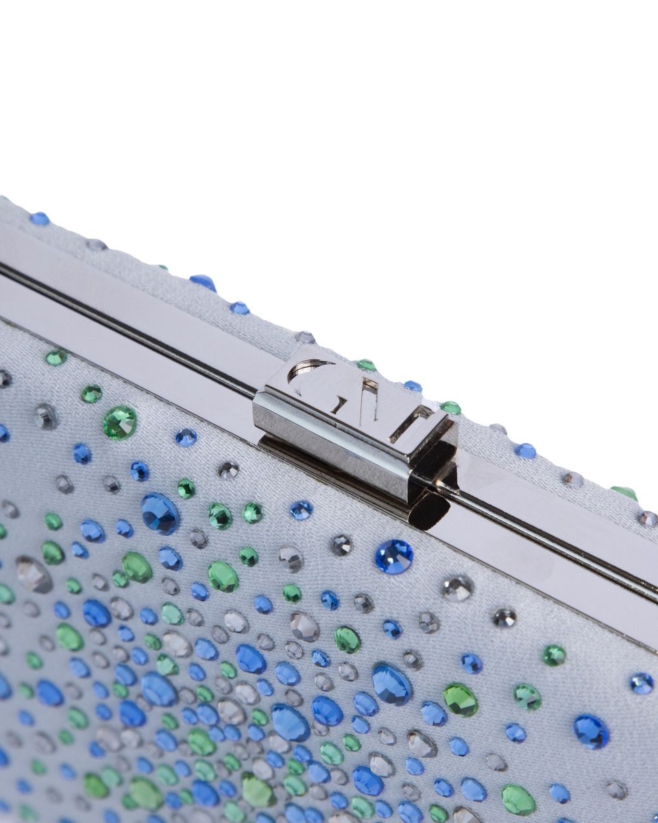 Grey Clutch With Rhinestones - Gemy Maalouf