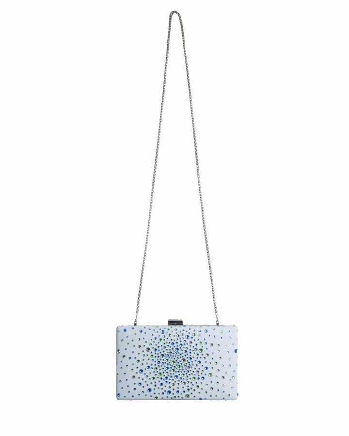 Grey Clutch With Rhinestones - Gemy Maalouf