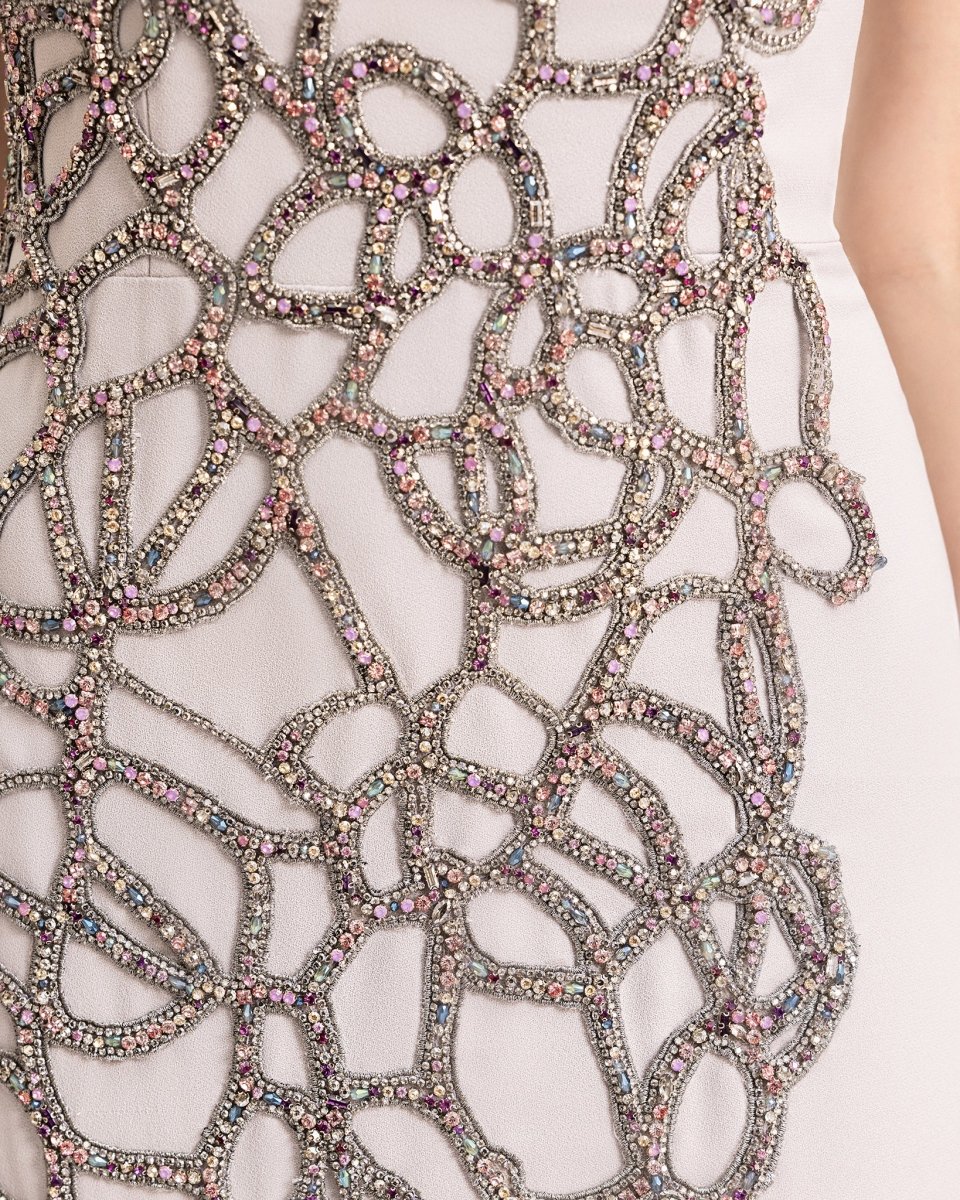 Asymmetrical Beading Details Dress - Gemy Maalouf