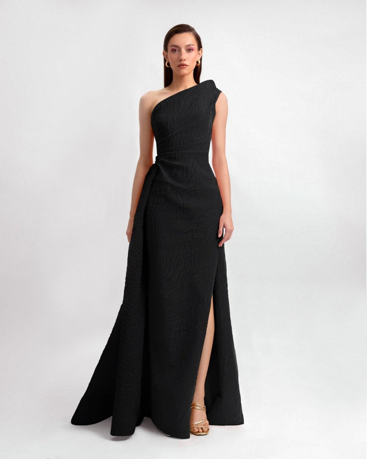 One - Shoulder Dress with Draped Waistline - Gemy Maalouf