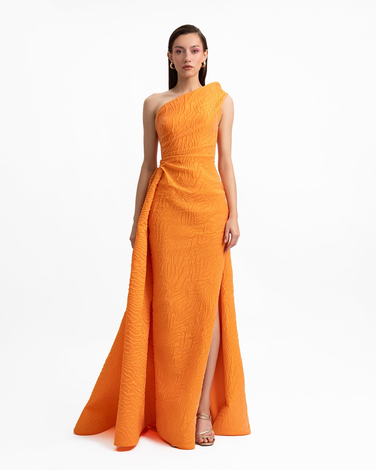 One-Shoulder Dress with Draped Waistline