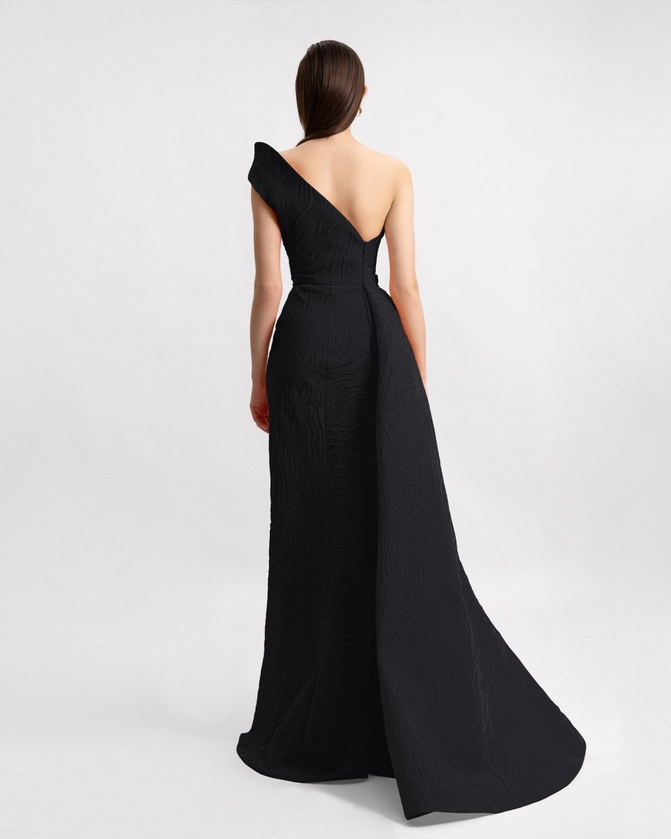 One - Shoulder Dress with Draped Waistline - Gemy Maalouf