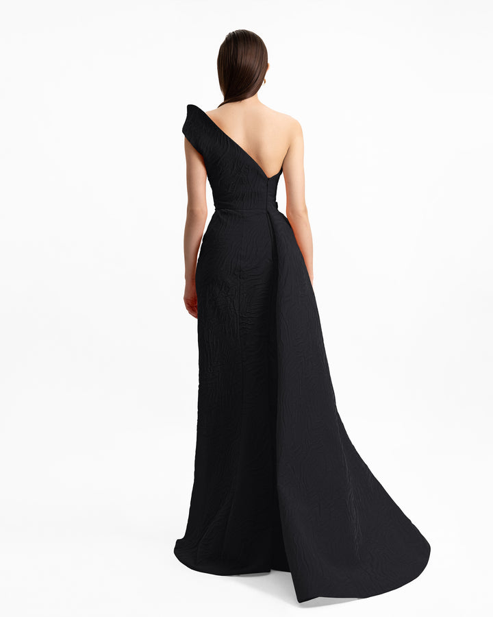 One-Shoulder Dress with Draped Waistline