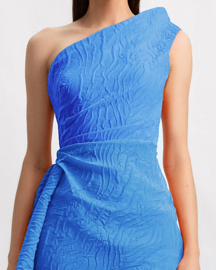 One - Shoulder Dress with Draped Waistline - Gemy Maalouf