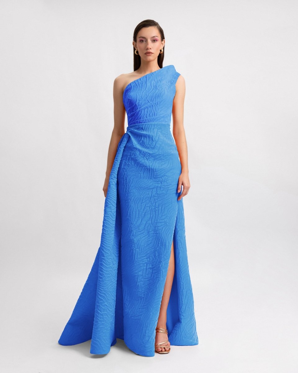 One - Shoulder Dress with Draped Waistline - Gemy Maalouf