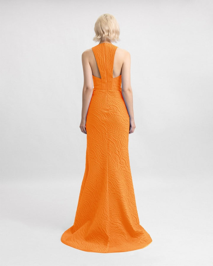 V - Neckline Dress with Draped Waistline - Gemy Maalouf