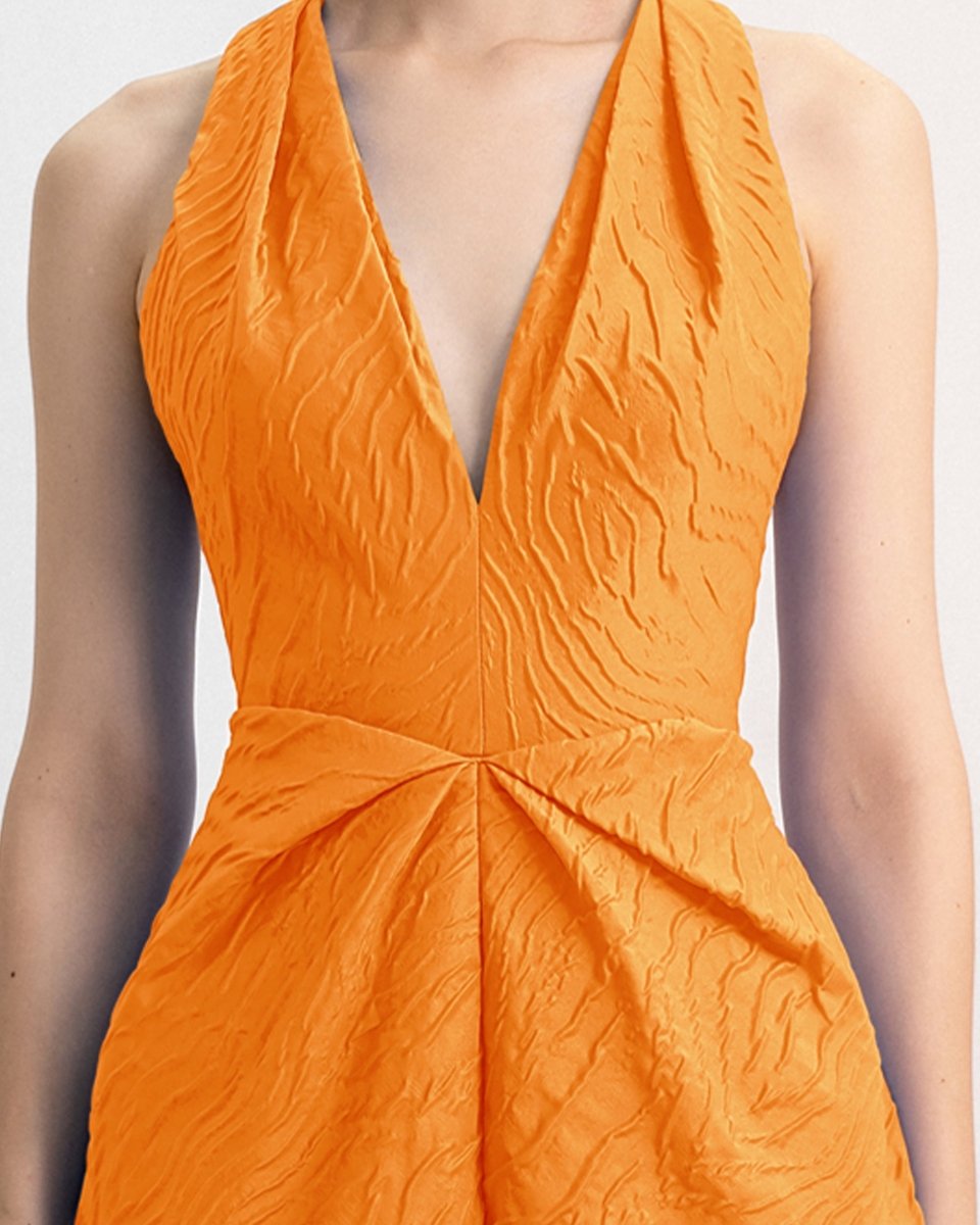 V-Neckline Dress with Draped Waistline