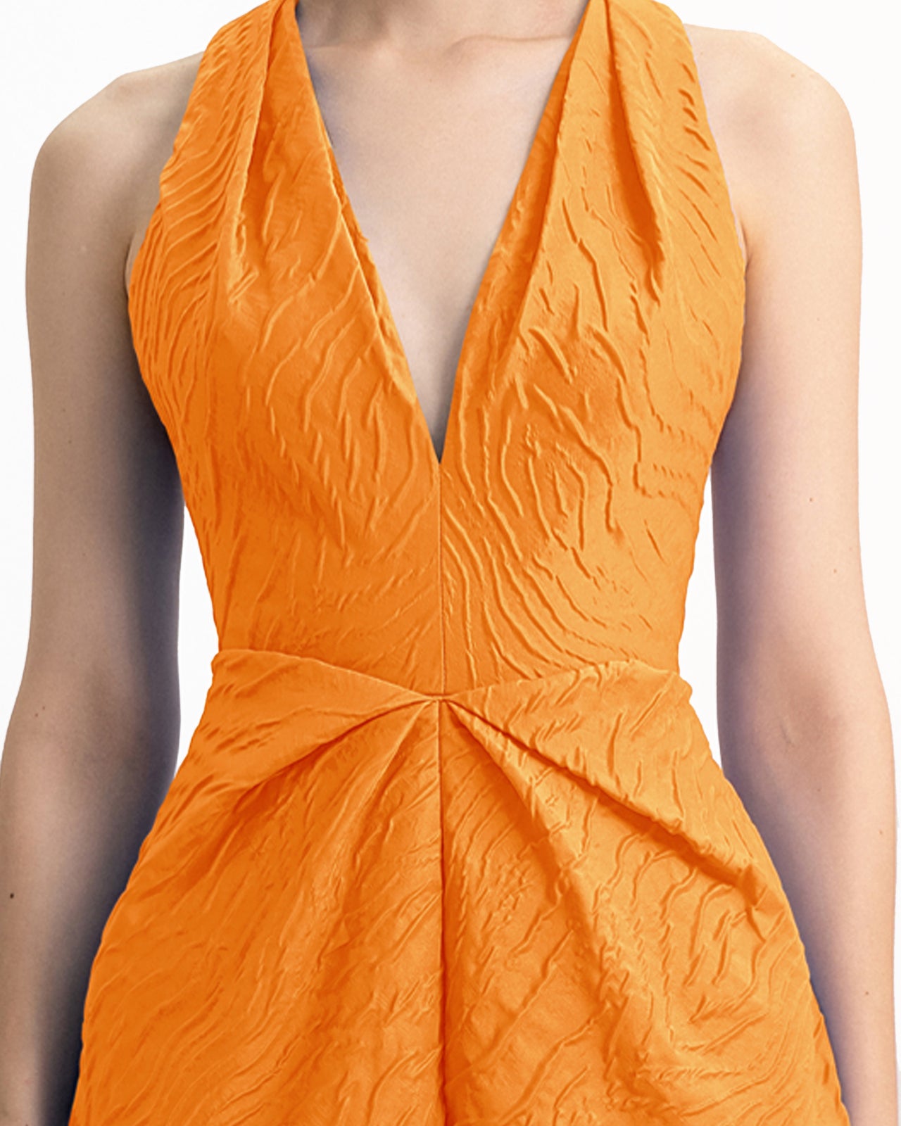 V-Neckline Dress with Draped Waistline
