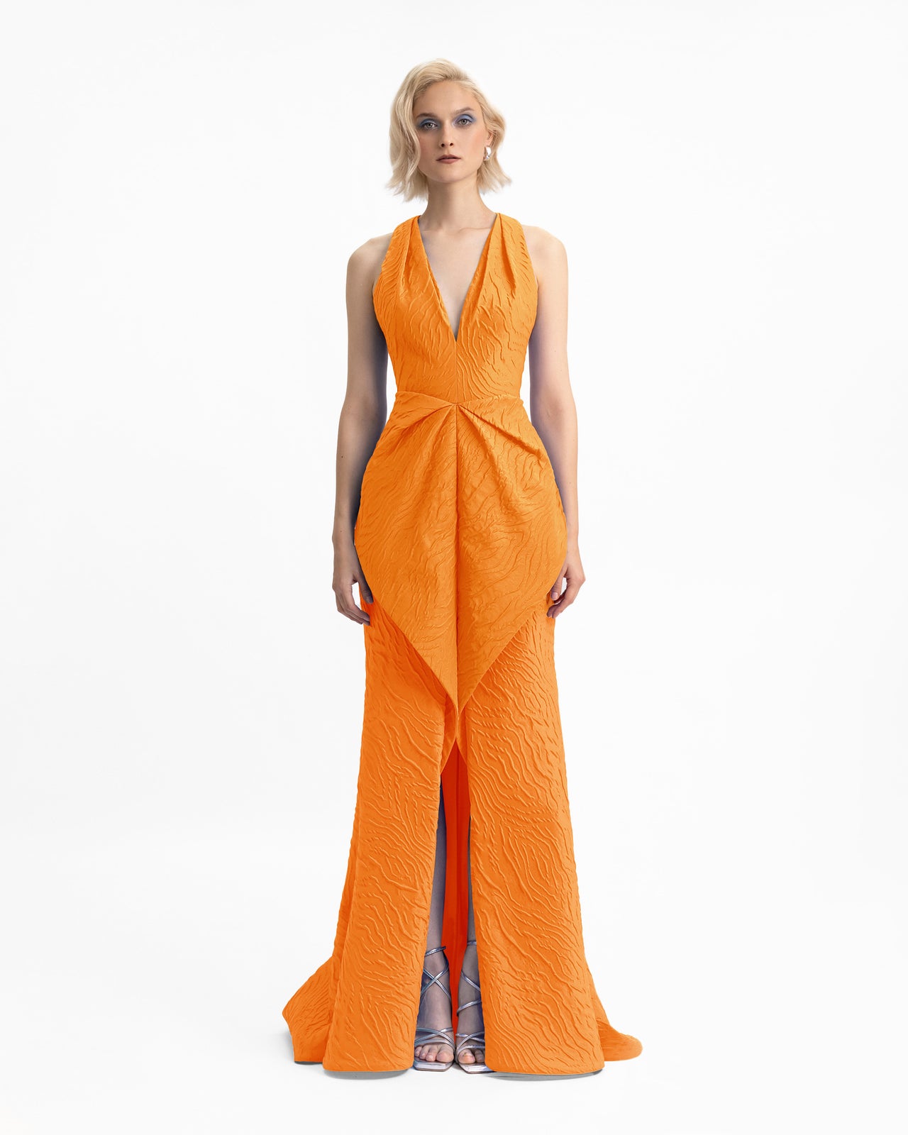 V-Neckline Dress with Draped Waistline