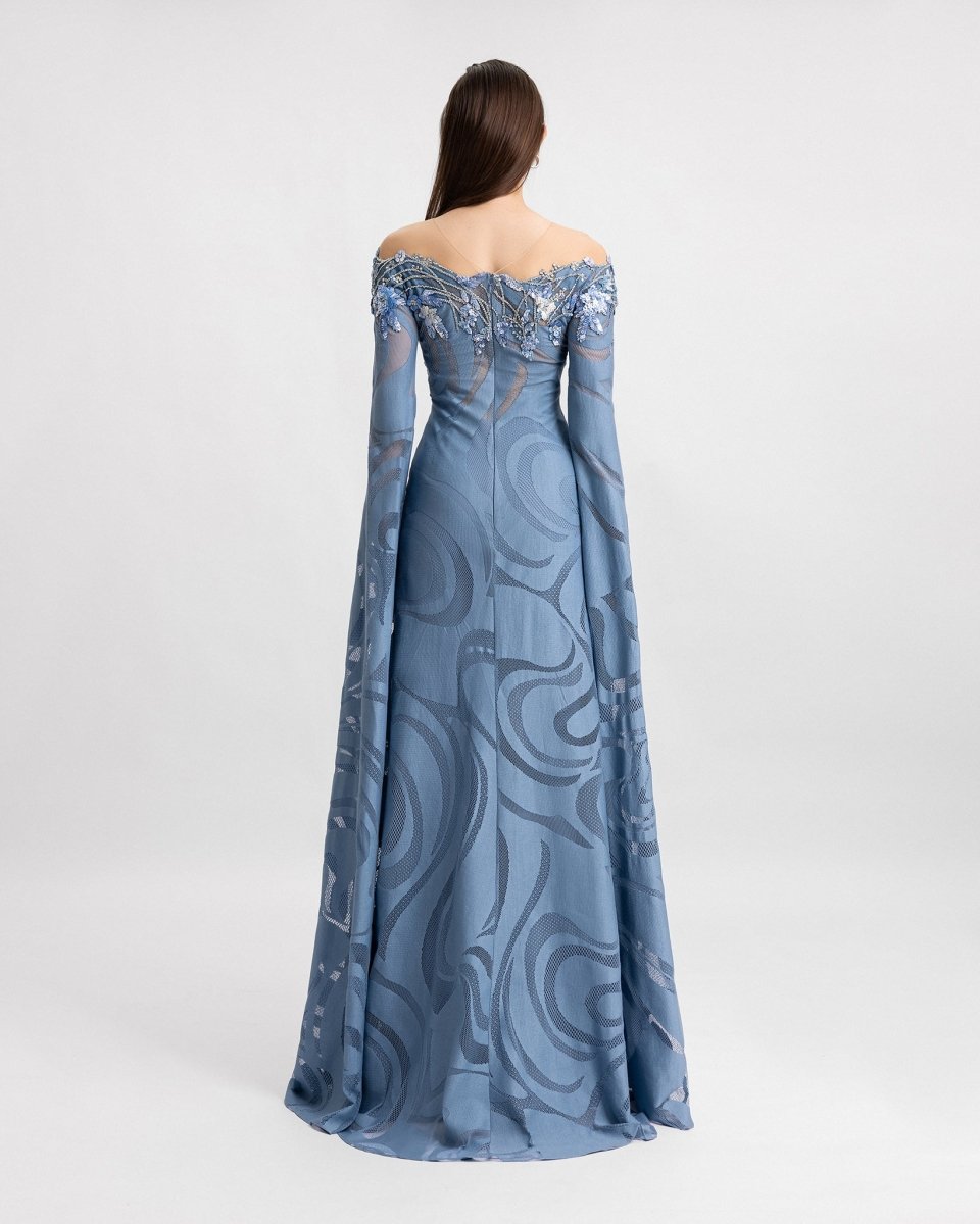 Off - Shoulders, Floor - Length Sleeved Dress - Gemy Maalouf