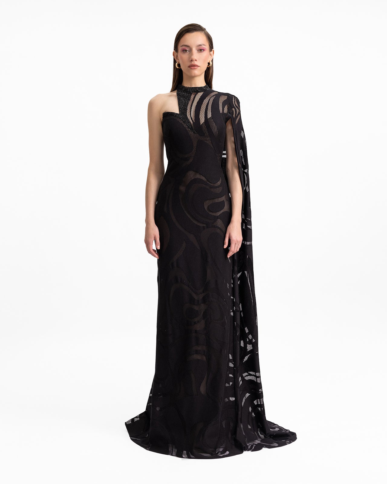 Asymmetrical Neckline Dress with Beaded Corset