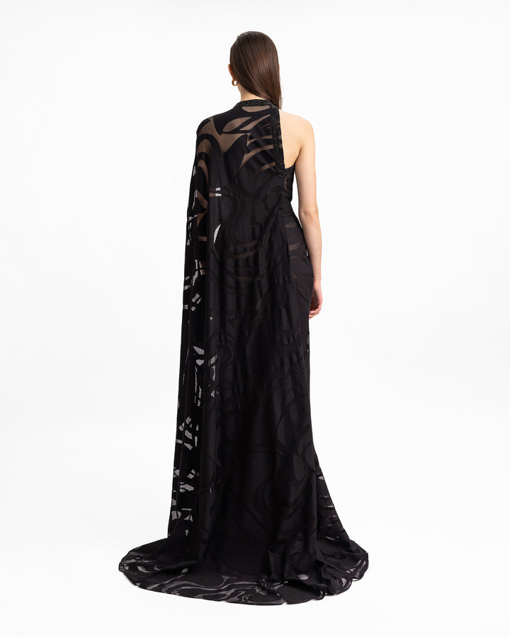 Asymmetrical Neckline Dress with Beaded Corset