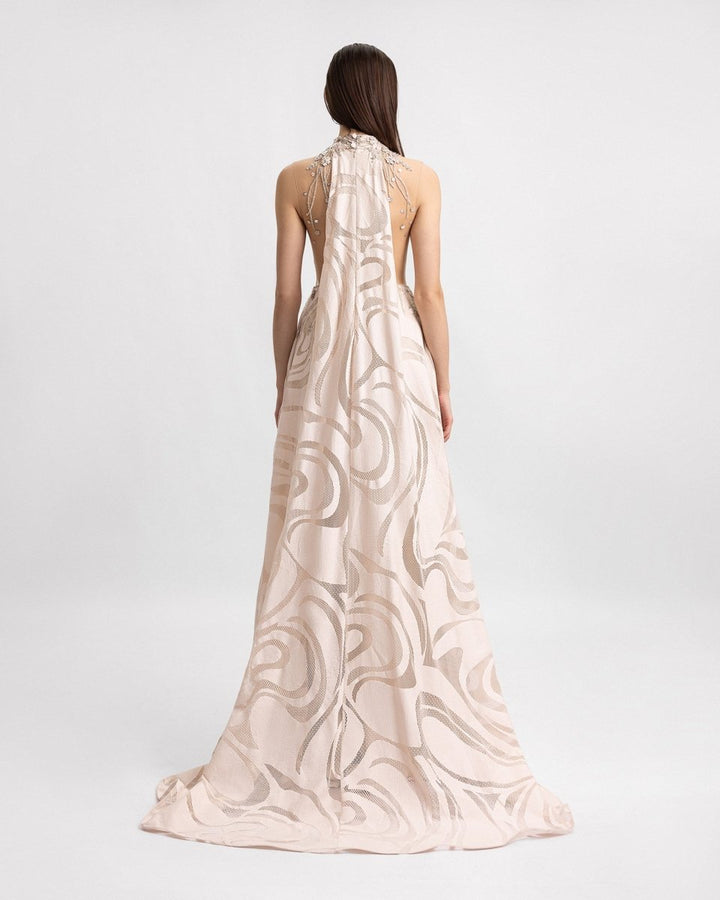 Cut - Outs Beaded Collar Dress - Gemy Maalouf