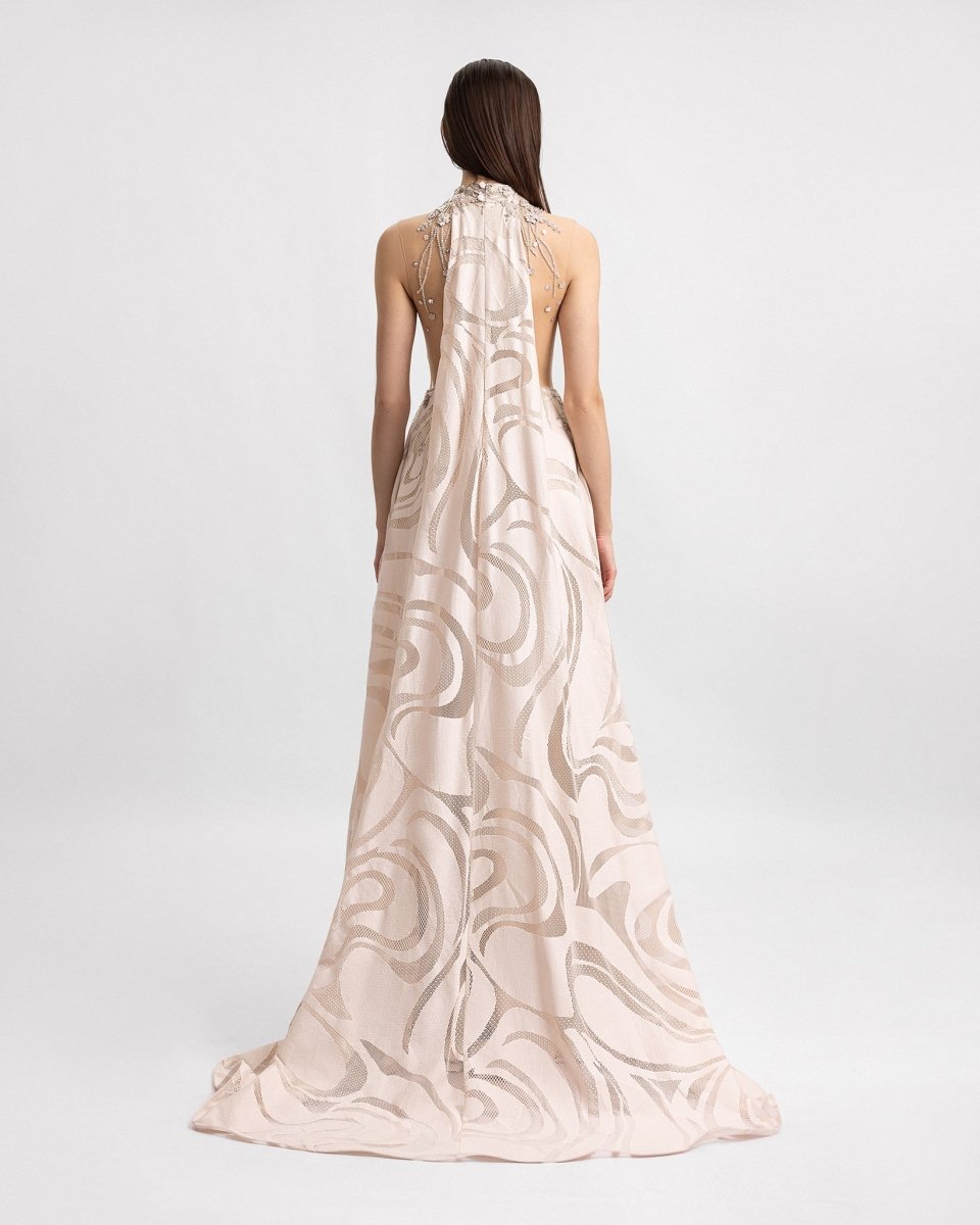 Cut - Outs Beaded Collar Dress - Gemy Maalouf