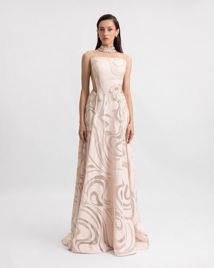 Cut - Outs Beaded Collar Dress - Gemy Maalouf