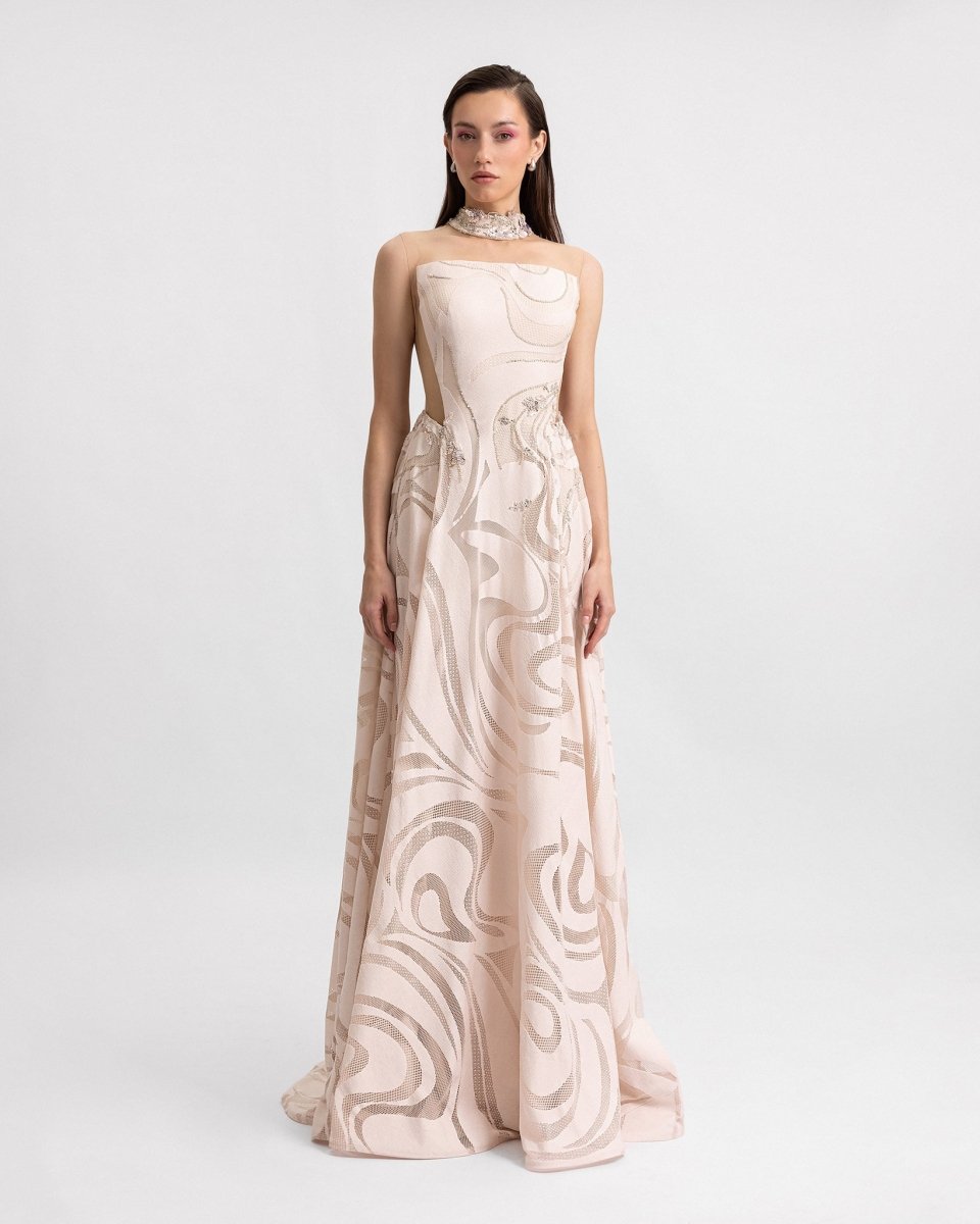 Cut - Outs Beaded Collar Dress - Gemy Maalouf