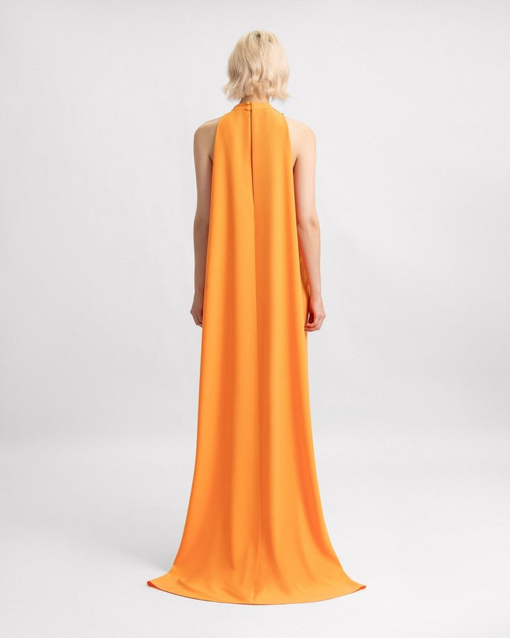 Halter Neckline Dress with Floral Corset - Gemy Maalouf