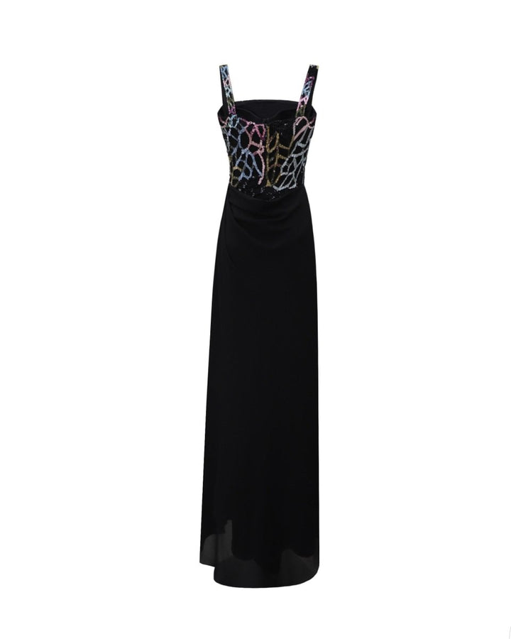 Draped Beaded Long Dress - Gemy Maalouf