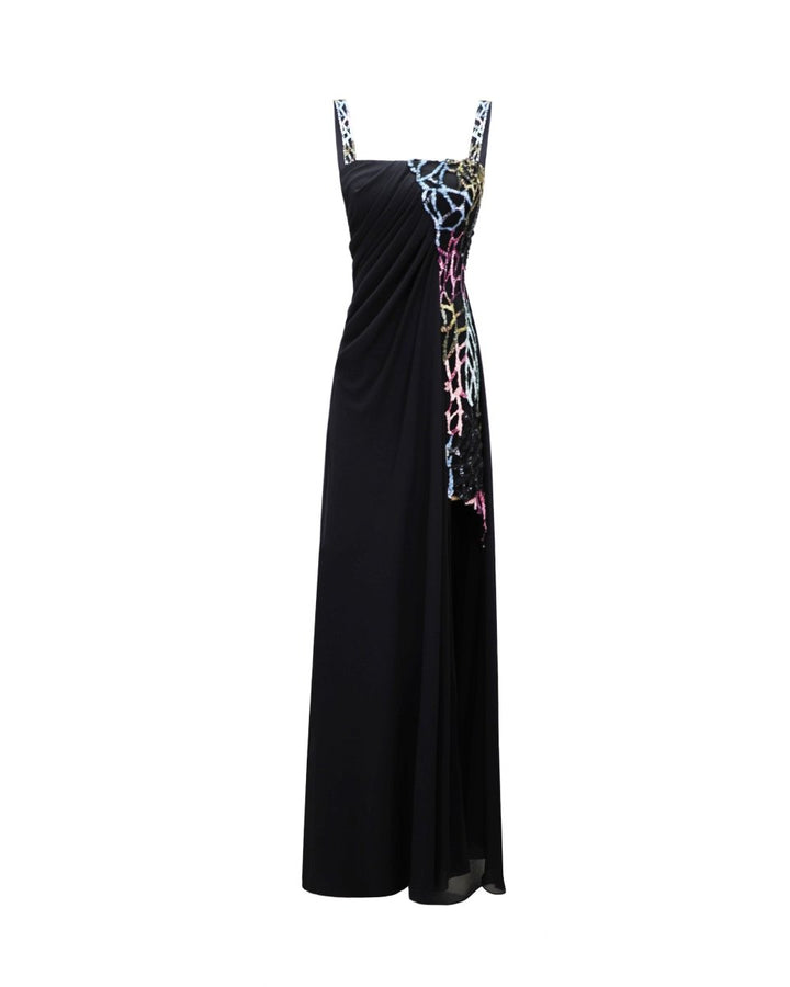 Draped Beaded Long Dress - Gemy Maalouf