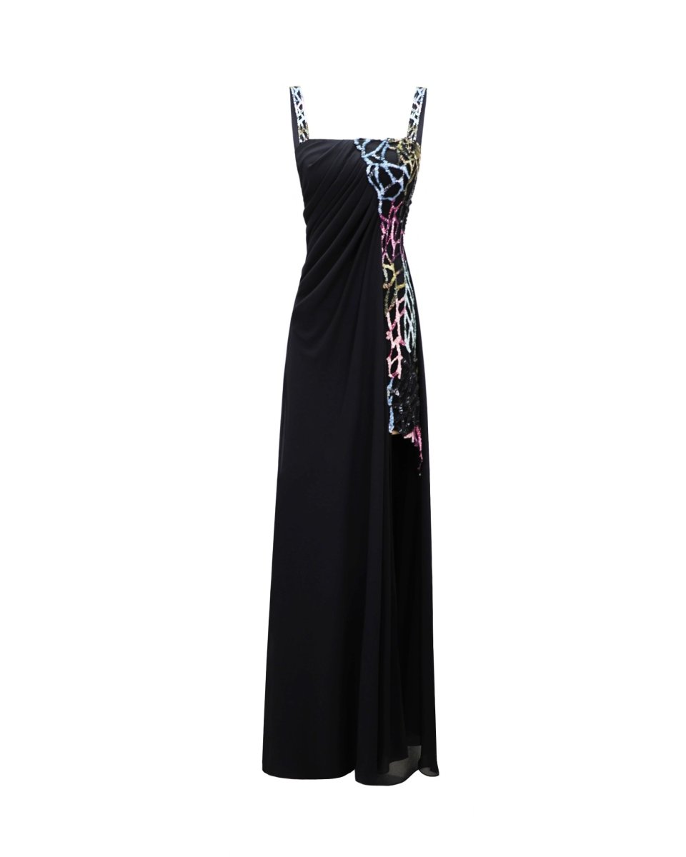 Draped Beaded Long Dress - Gemy Maalouf
