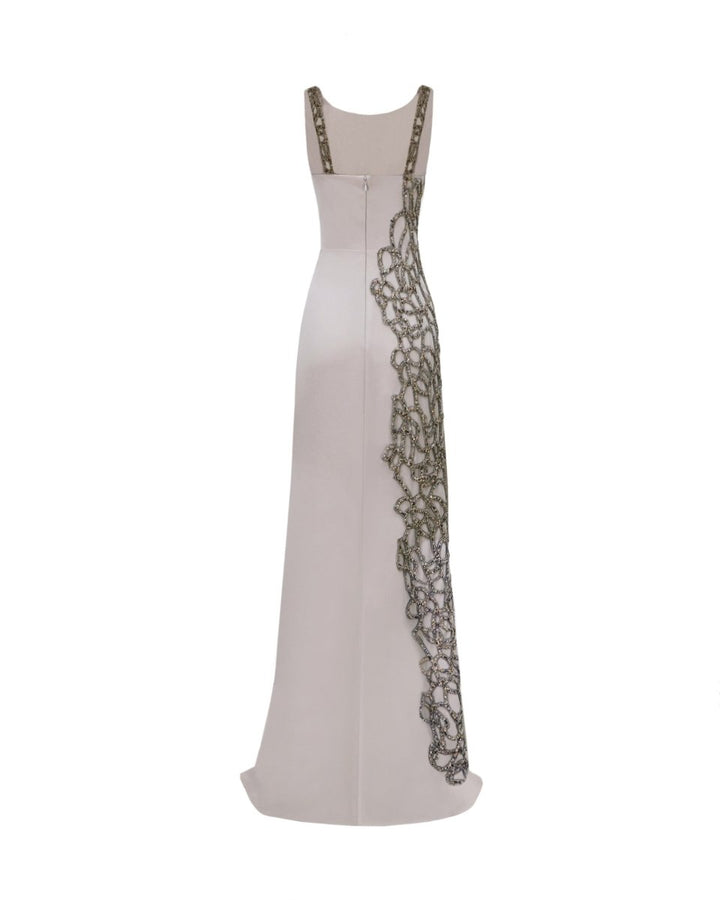 Asymmetrical Beading Details Dress - Gemy Maalouf