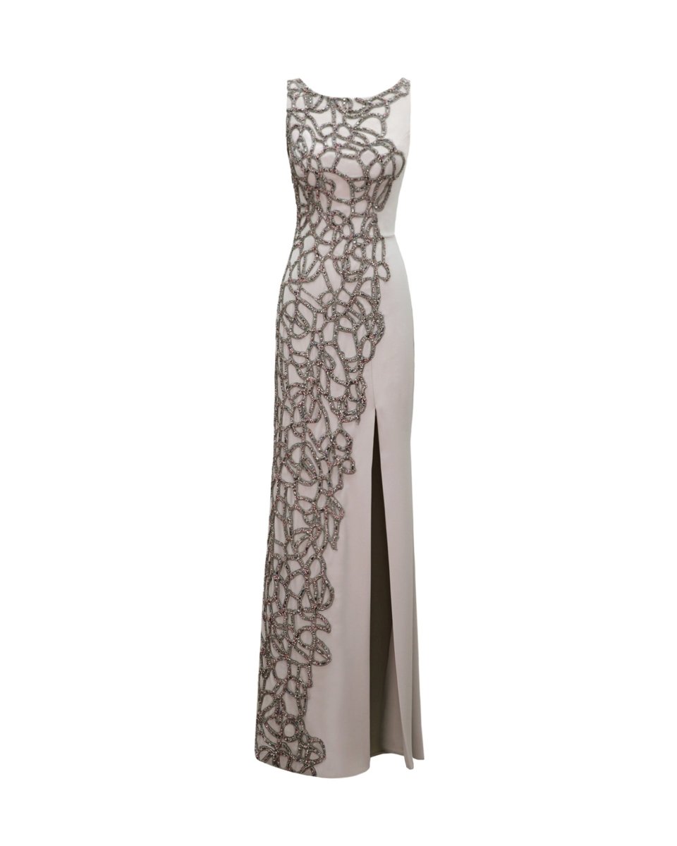 Asymmetrical Beading Details Dress - Gemy Maalouf