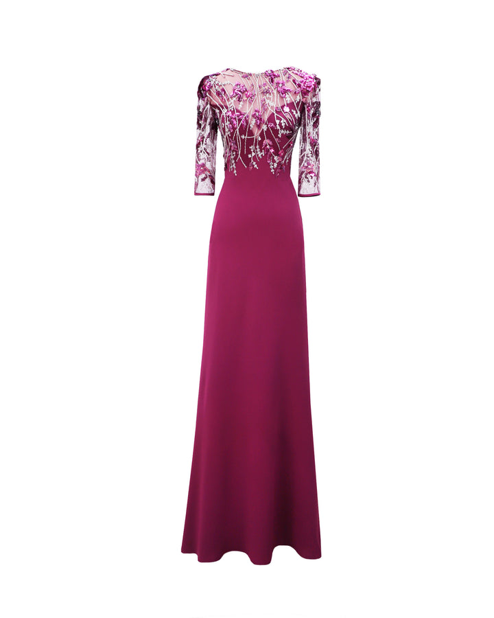 3/4 Sleeves Dress with Beaded Corset