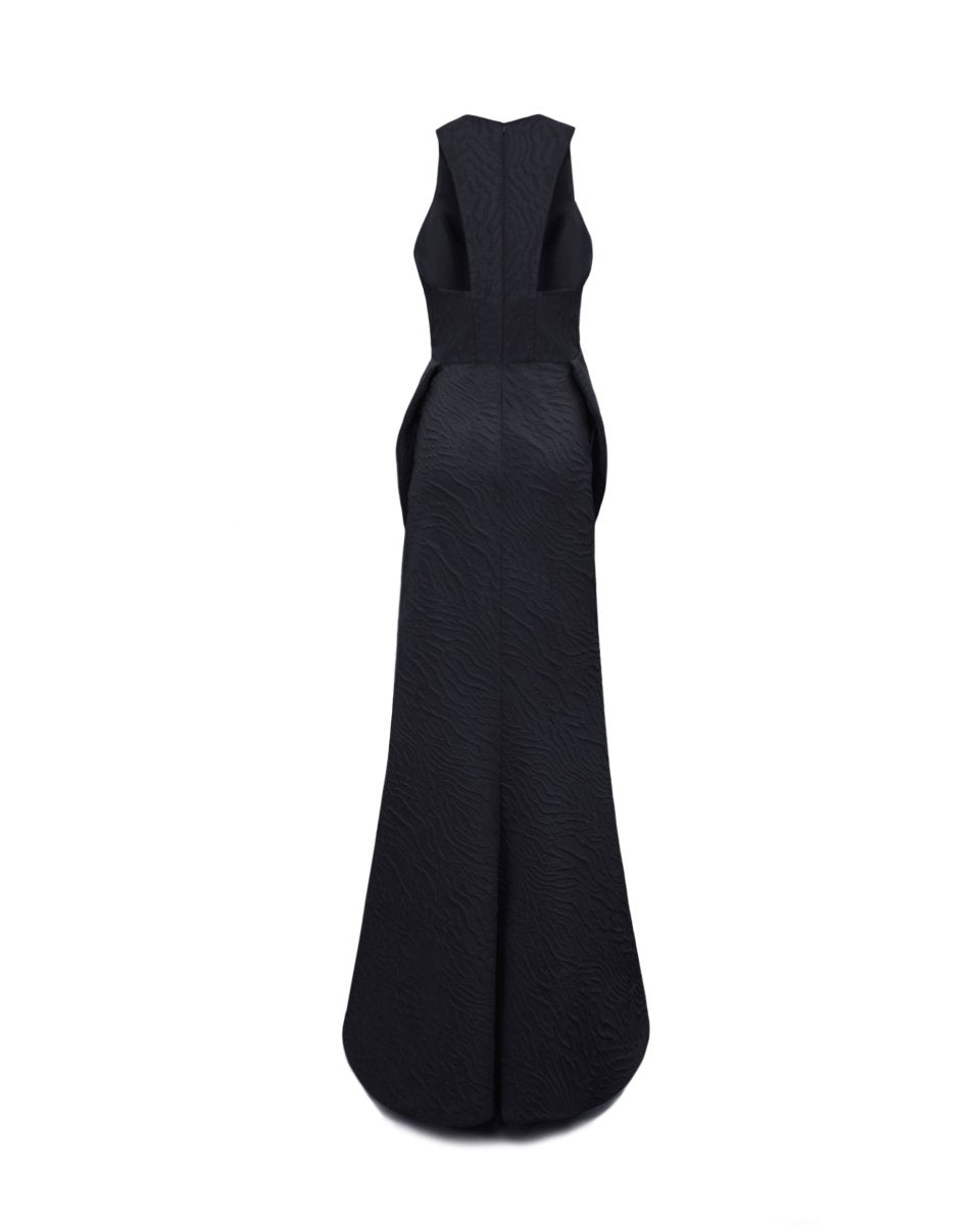 V - Neckline Dress with Draped Waistline - Gemy Maalouf