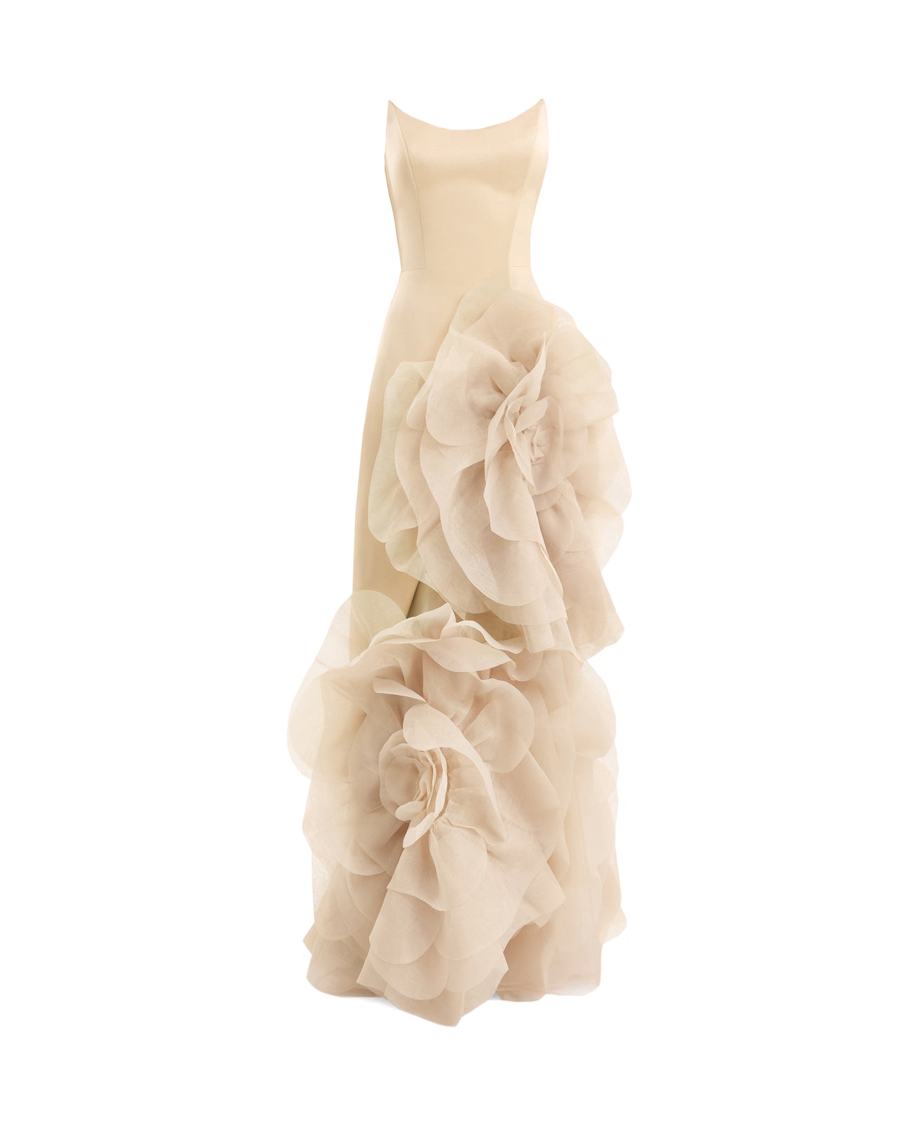 Fitted Scoop-Neck Dress with Sculpted Flowers