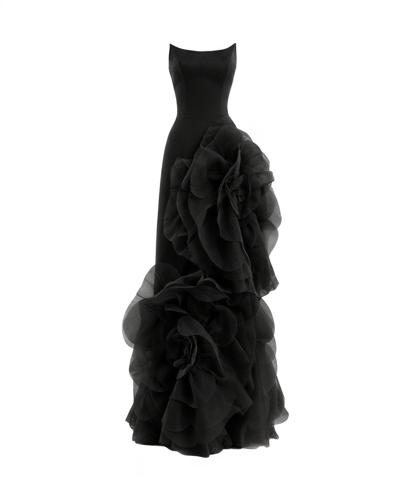 Fitted Scoop-Neck Dress with Sculpted Flowers