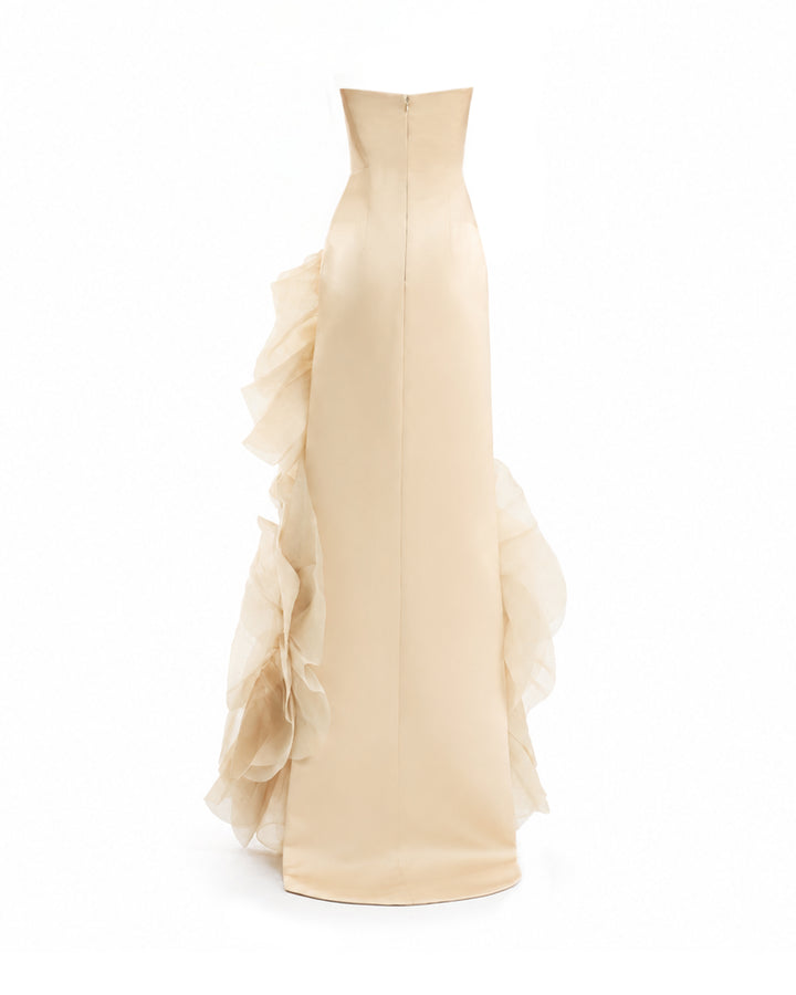 Fitted Scoop-Neck Dress with Sculpted Flowers