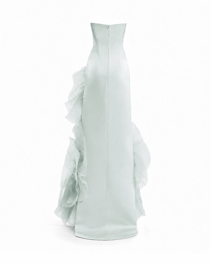 Fitted Scoop-Neck Dress with Sculpted Flowers