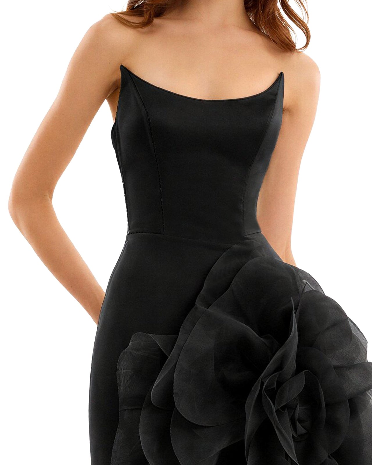 Fitted Scoop-Neck Dress with Sculpted Flowers