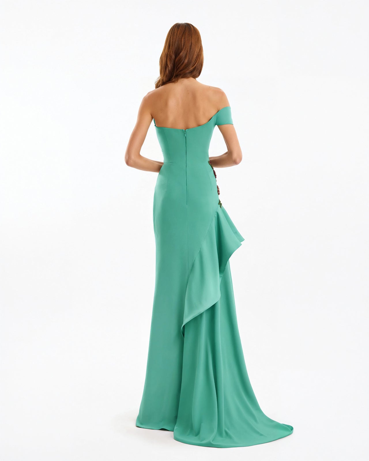 Asymmetrical Off-Shoulder Embroidered Dress