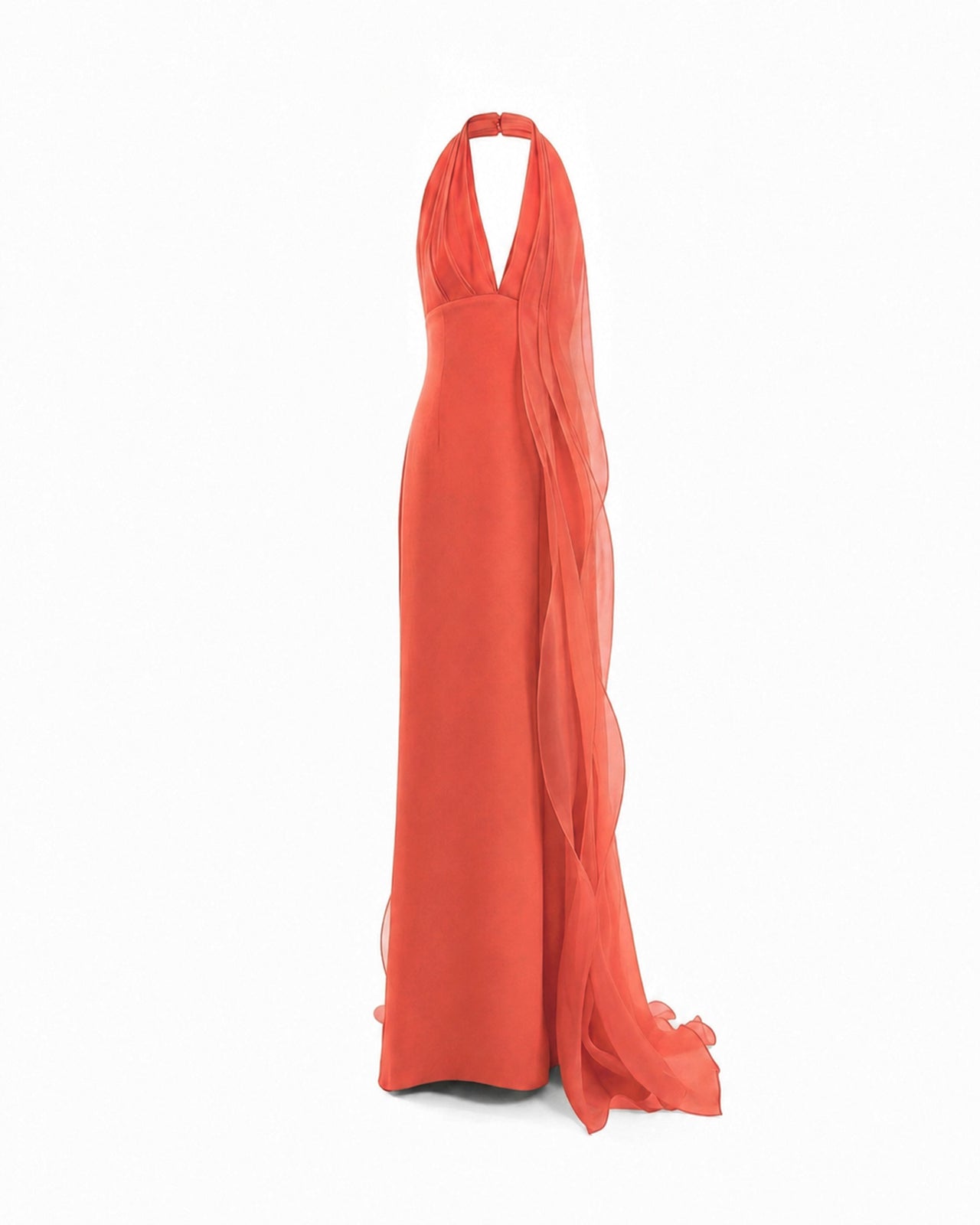 Draped Halter Dress with Organza Panels
