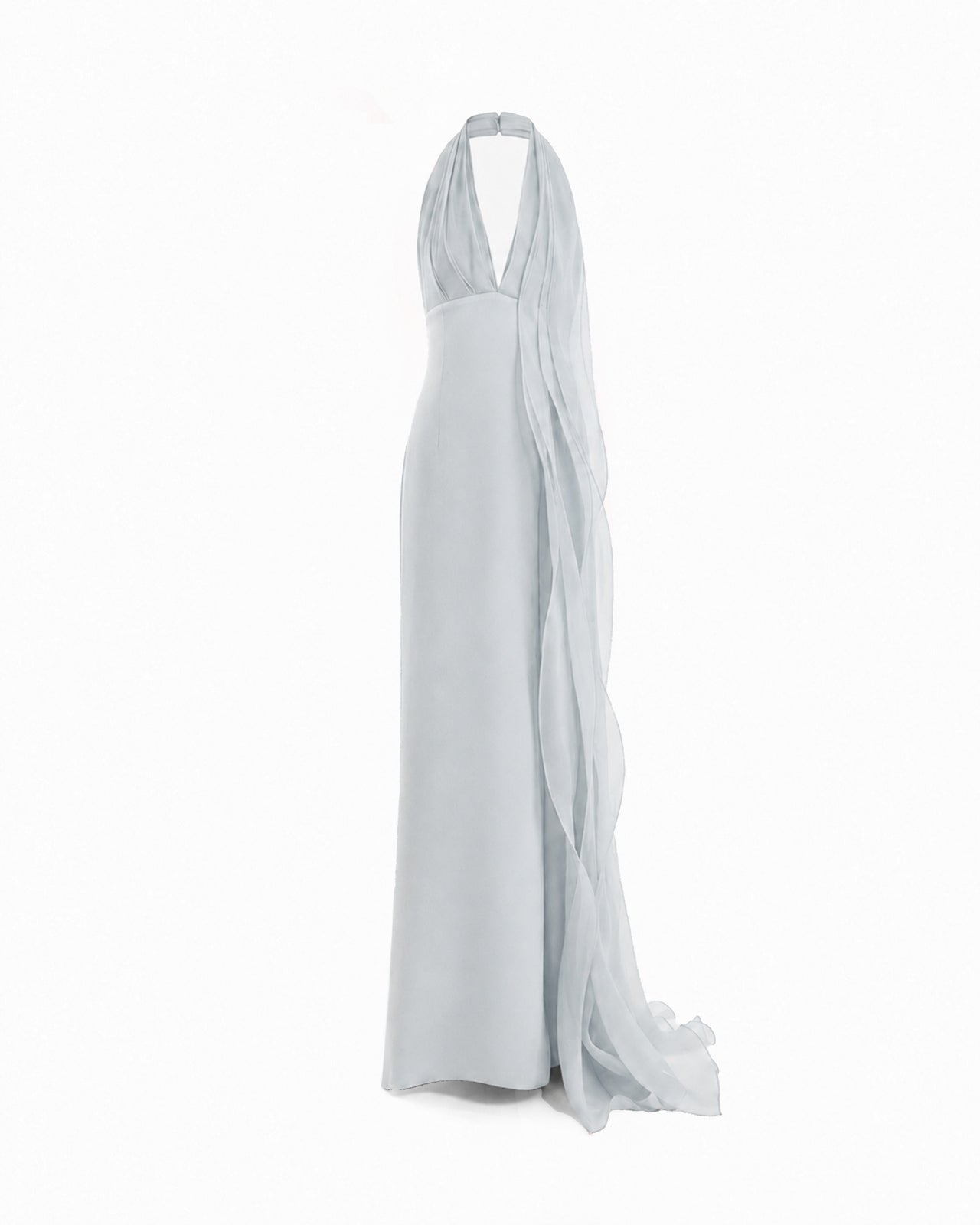 Draped Halter Dress with Organza Panels