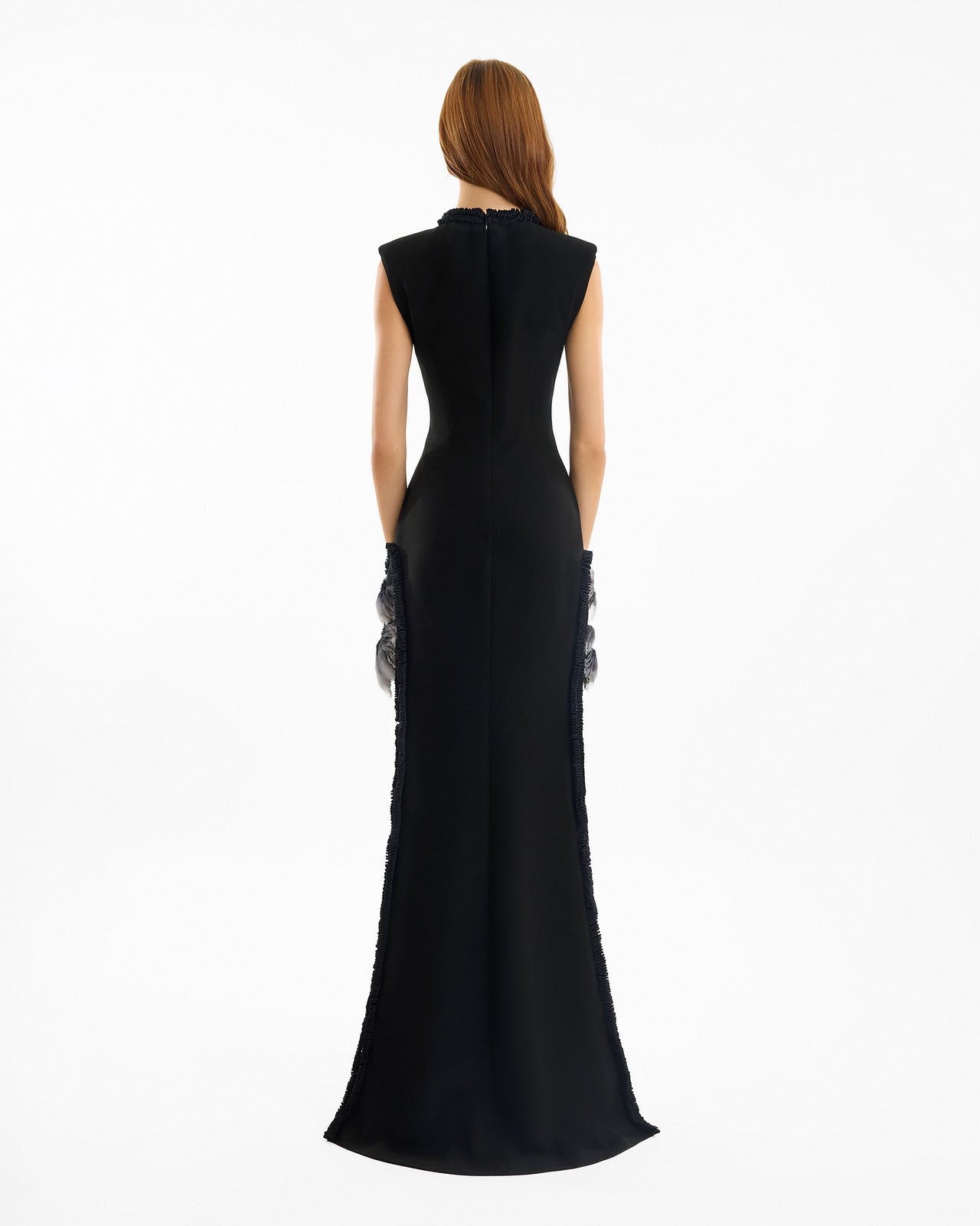 Black evening gown on a white background
