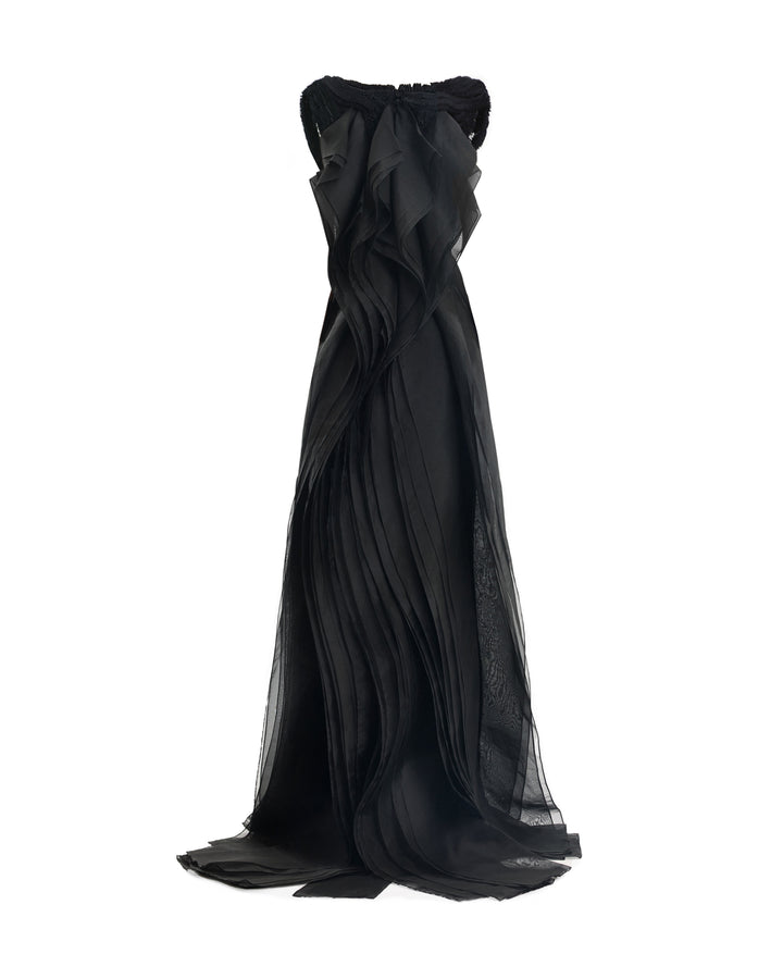 Square-Neck Dress with Embroidered Shoulders