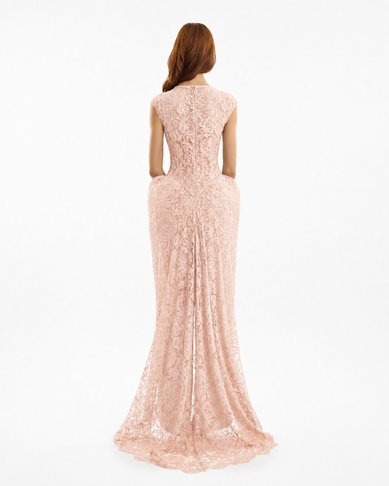 Sculpted Lace Dress with Sheer Bodice