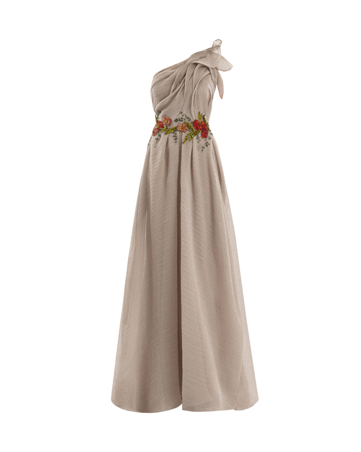 One-Shoulder Pleated Dress