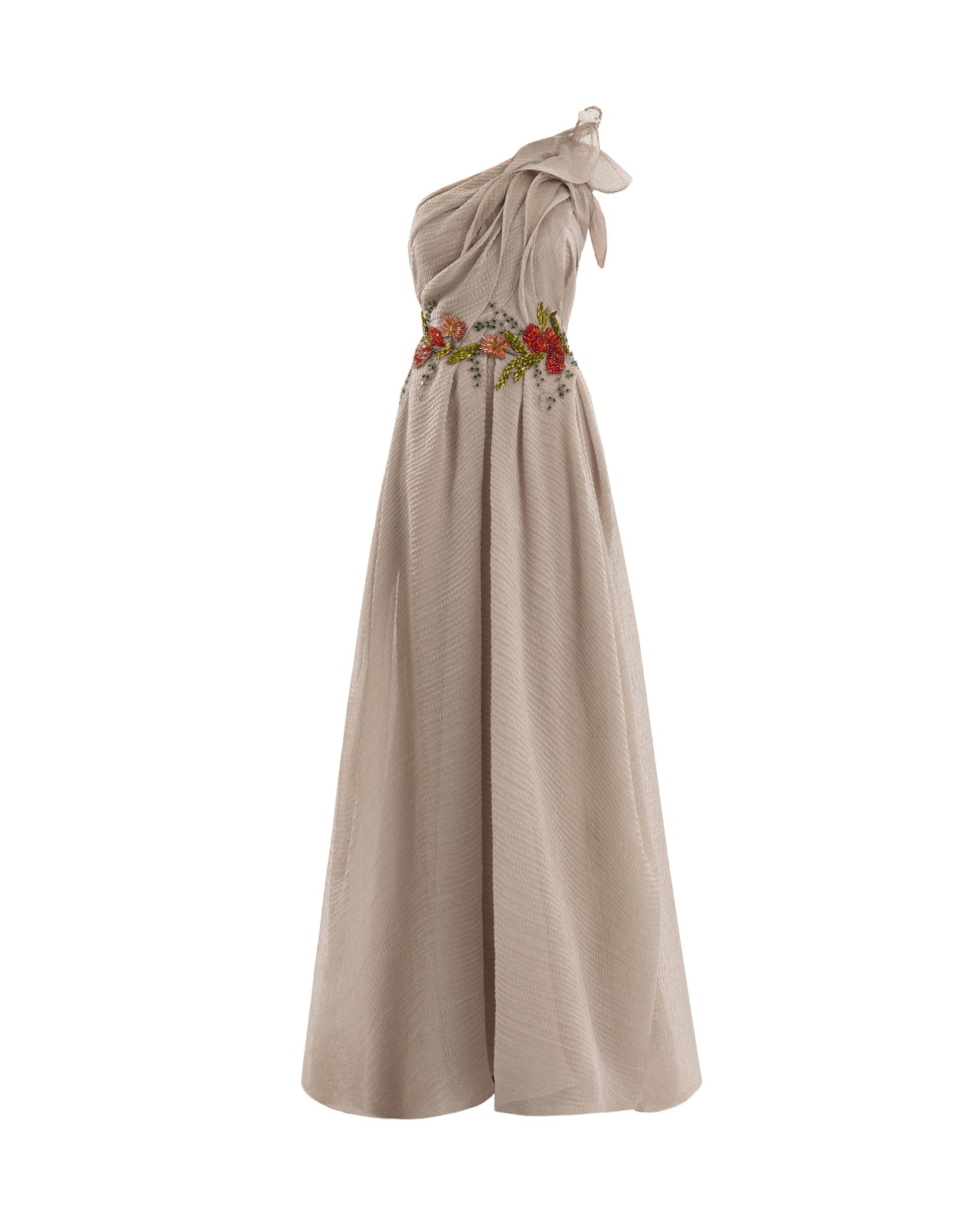 One-Shoulder Pleated Dress