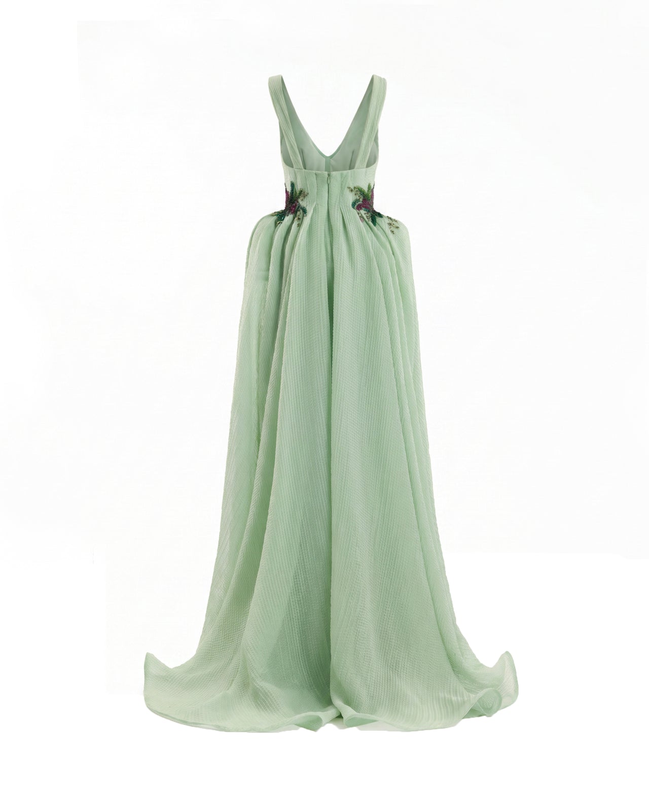 Plunging V-Neck Embroidered Dress