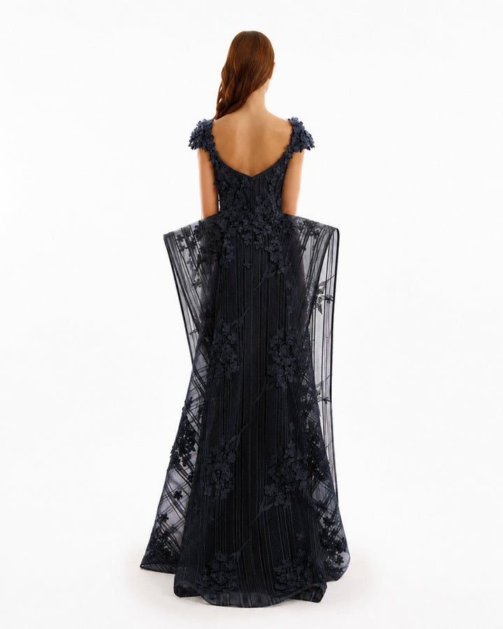 Floral Embroidered Dress with Cap Sleeves