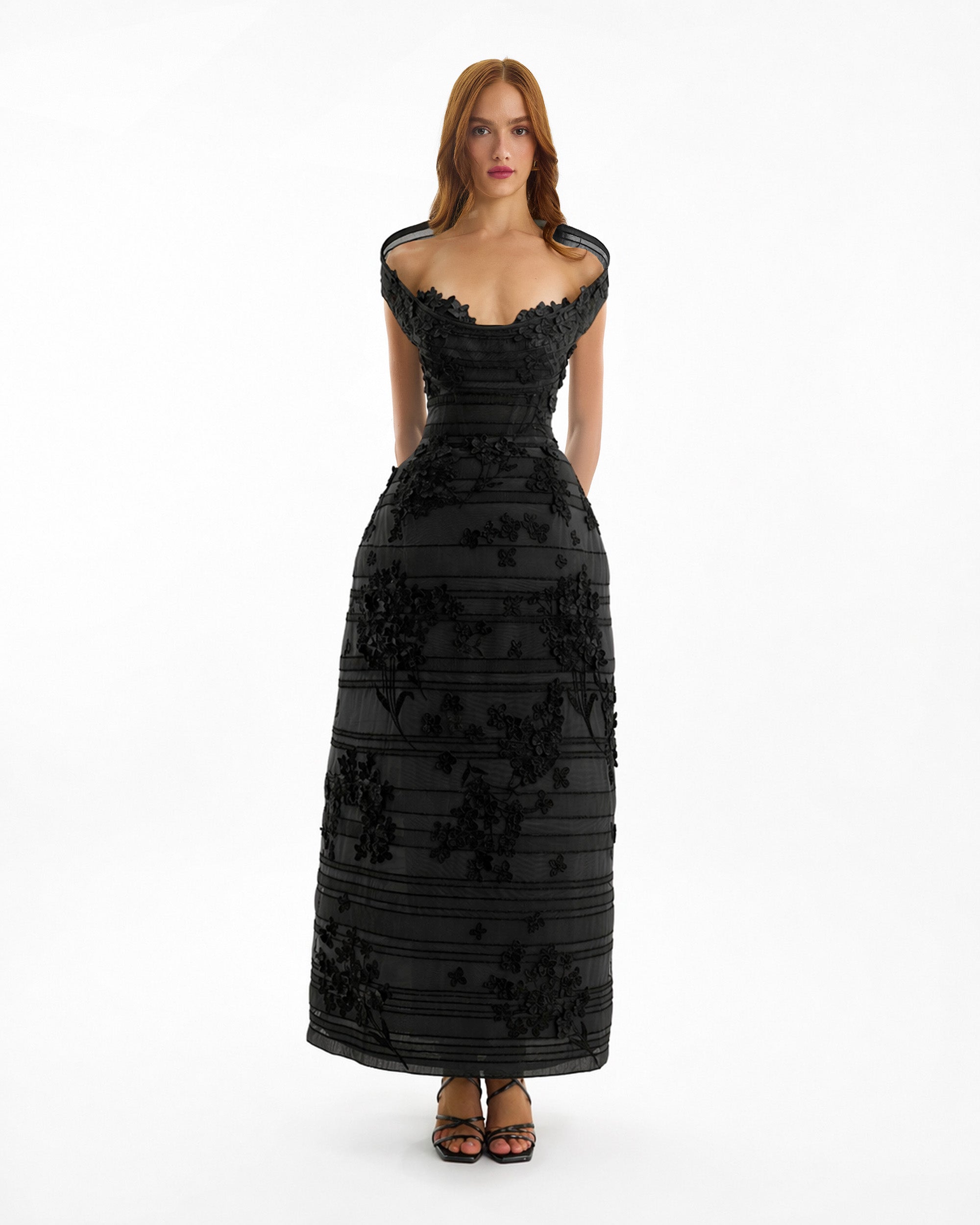 Off-Shoulder Embroidered Dress