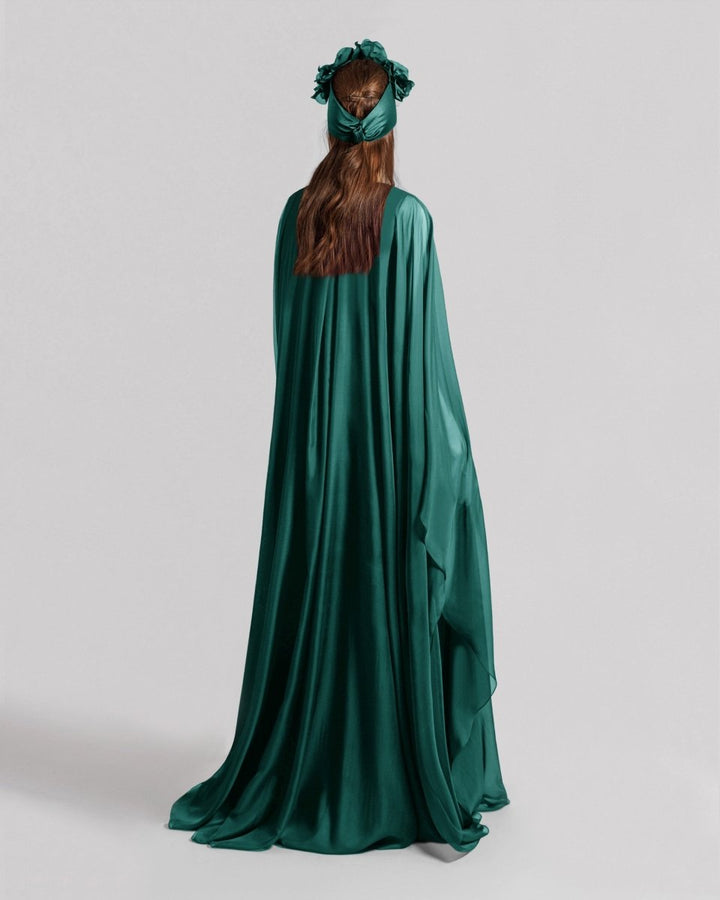 Soft Lame Petrol Organza Kaftan - Gemy Maalouf