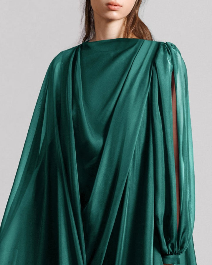 Soft Lame Petrol Organza Kaftan - Gemy Maalouf