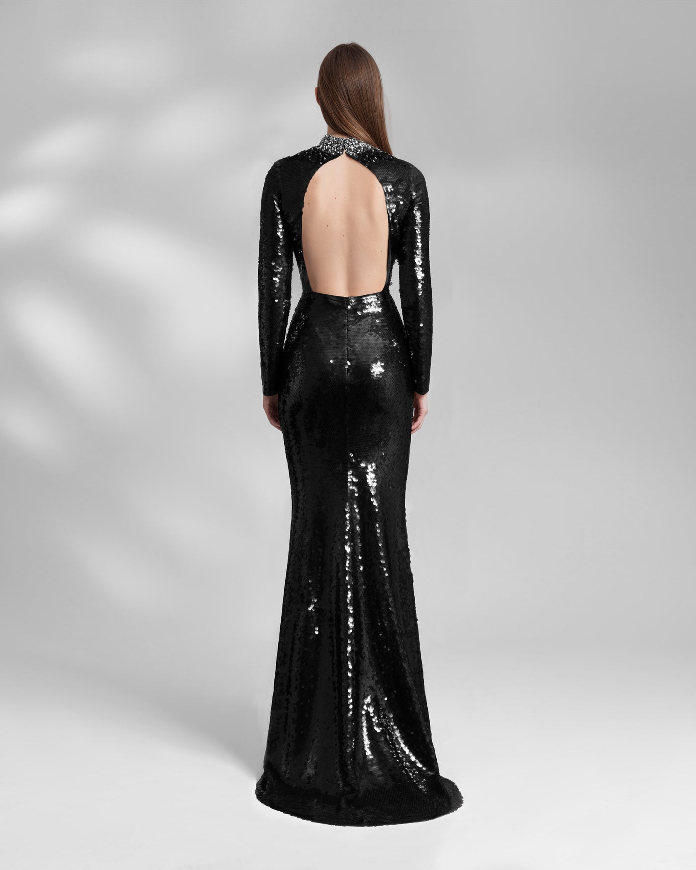 Long Fitted Sequins Black Dress